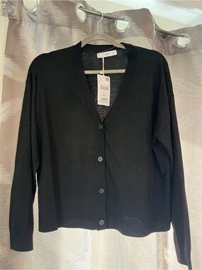 Mango Black V-Neck Button Cardigan
